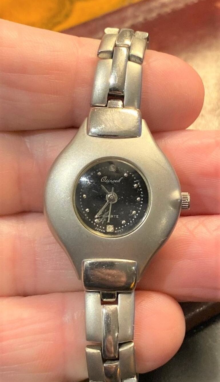 Women's Silver Tone Osirock 30mm Watch, Black Face, Link Band